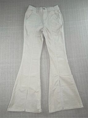 Forever 21 Flare Pants Y2K High Rise Womens Medium Cream Front Seam Bell Bottom